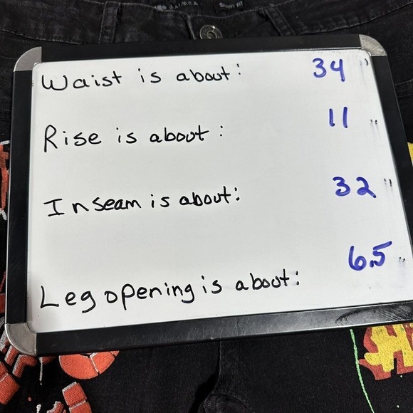 Waimea Men's Graffiti Print Artsy Colorful Black Denim Jeans Size 34 Skinny Fit - Picture 8 of 9